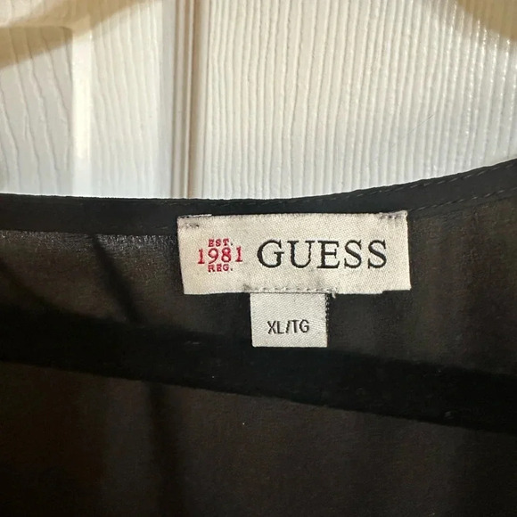 Guess XL Blouse - short sleeve black chiffon - Picture 3 of 4